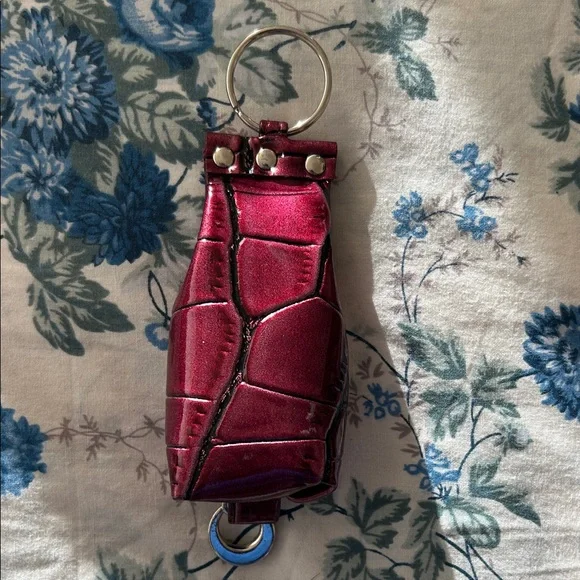 Metallic Red Croc-Embossed Keychain Pouch - Picture 3 of 4